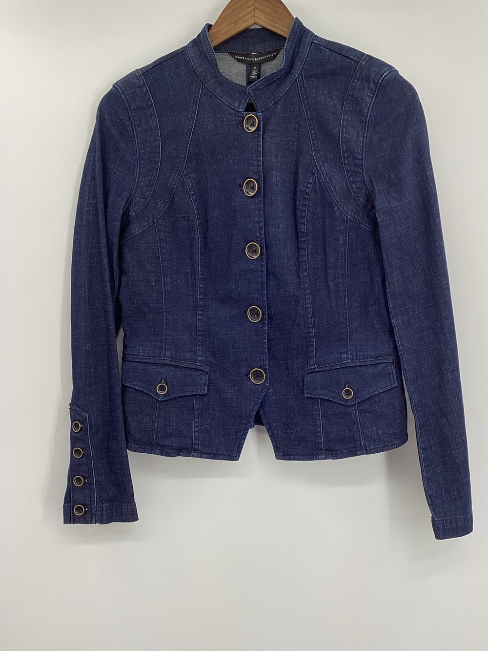 White House Black Market Dark Blue Denim Button-Front Jacket